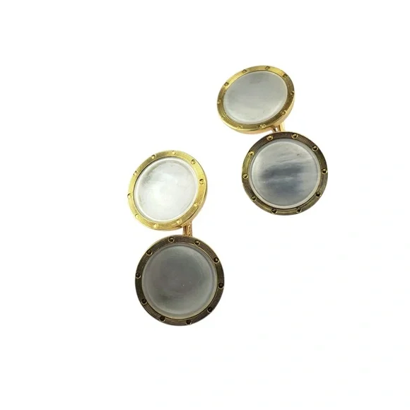 14 Karat Yellow Gold and Mother of Pearl Cufflinks #21957